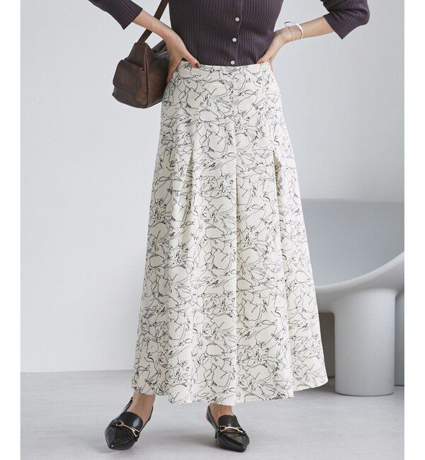 VIS「【WEB限定】アソート柄セミフレアロングスカート」|スカート|
