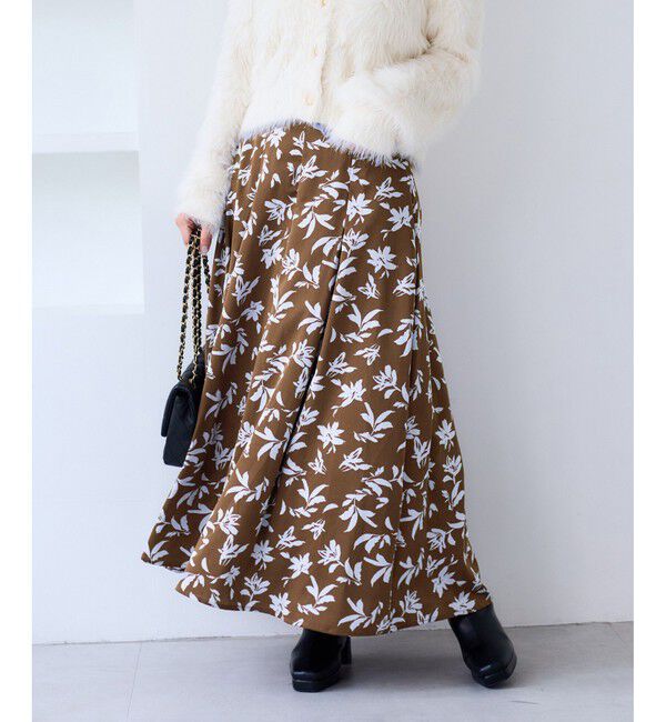VIS「【WEB限定】アソート柄セミフレアロングスカート」|スカート|ブラウン系(22)