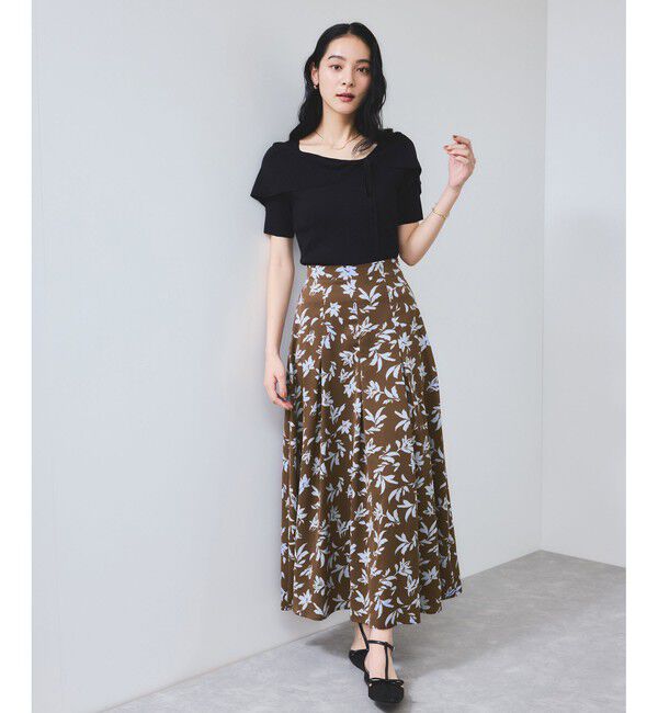 VIS「【WEB限定】アソート柄セミフレアロングスカート」|スカート|