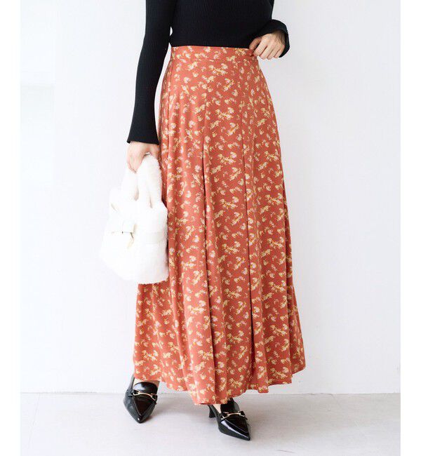 VIS「【WEB限定】アソート柄セミフレアロングスカート」|スカート|レンガ系(76)