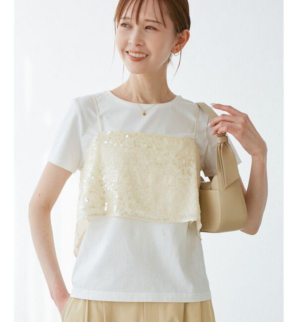 Rope&rsquo;Picnic「スパンコールビスチェ付きカットトップス」|Tシャツ・カットソー|