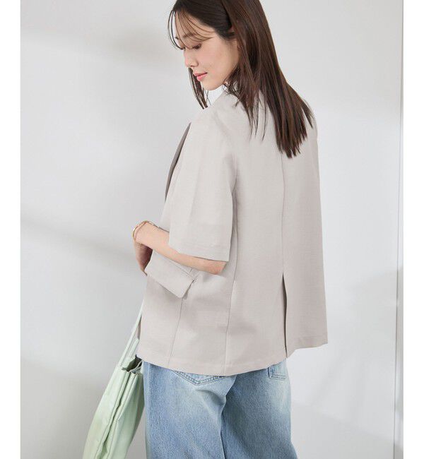 Rope&rsquo;Picnic「【接触冷感・吸水速乾・防シワ】エフォートレスリラックスハーフスリーブジャケット」|テーラードジャケット|