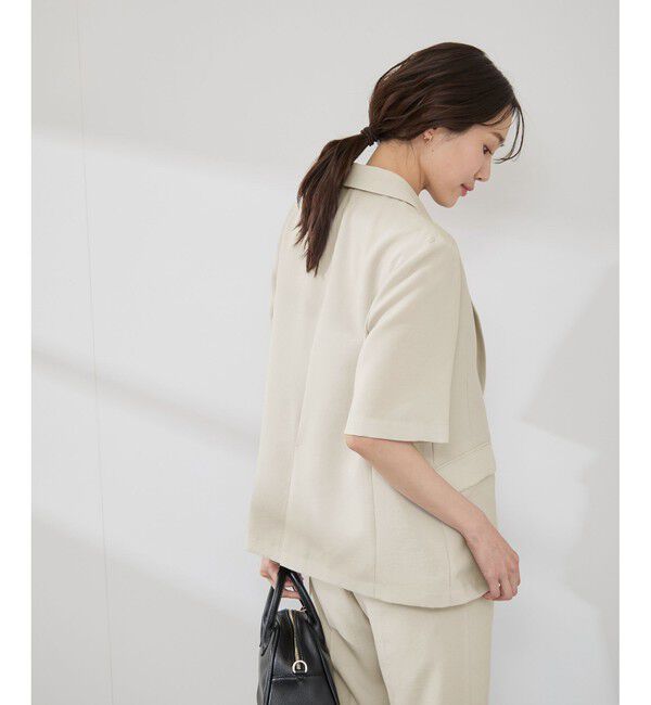 Rope&rsquo;Picnic「【接触冷感・吸水速乾・防シワ】エフォートレスリラックスハーフスリーブジャケット」|テーラードジャケット|