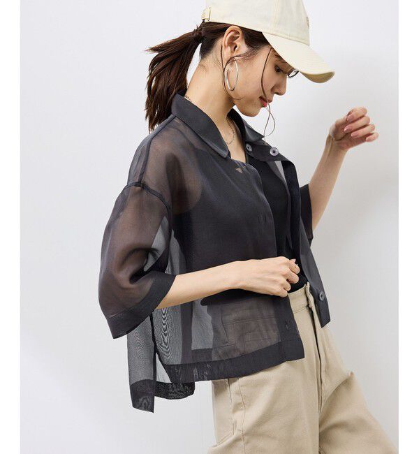 Rope&rsquo;Picnic「【接触冷感】ハーフスリーブシアーシャツ」|シャツ・ブラウス|