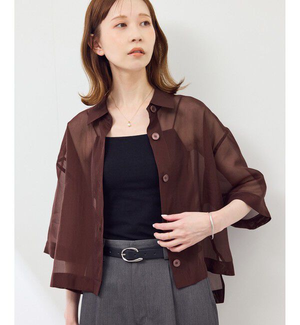 Rope&rsquo;Picnic「【接触冷感】ハーフスリーブシアーシャツ」|シャツ・ブラウス|