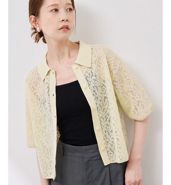 Rope&rsquo;Picnic「レース襟付きカーディガン」|カーディガン|