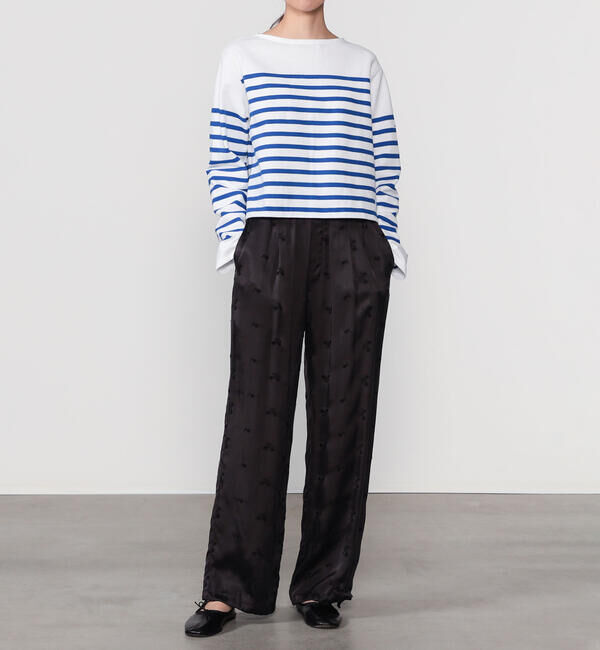  「TICCA | フラワーエンブロイダリー サテンパンツ WOMEN」|チノ|