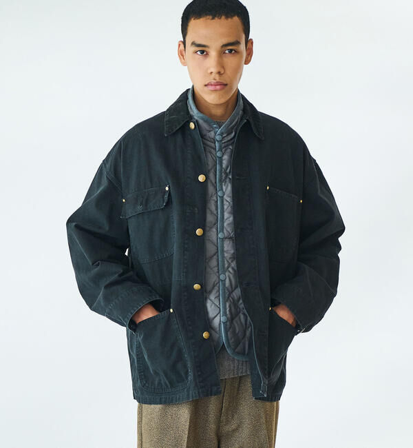  「orSlow | RELAX FIT OXFORD COVERALL MEN」|ブルゾン・スタジャン|BLACK
