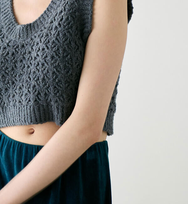  「WALANCE | クロシェ ダブルニットベスト WOMEN」|ベスト・ジレ|CHARCOAL