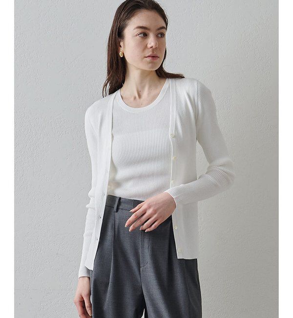 Drawing Numbers「【Drawing Numbers】リブVネックカーディガン」|ニット・セーター|ホワイト