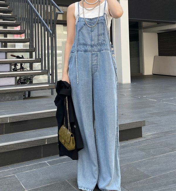  「【新色追加】リヨセルデニムオールインワン」|ワンピース|