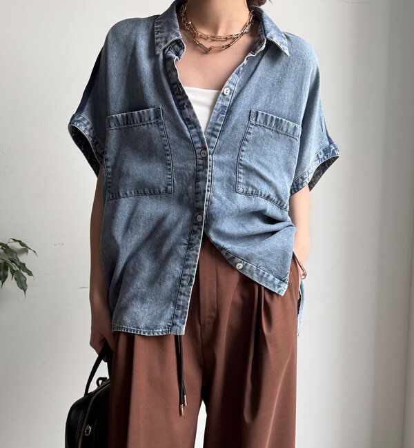  「リヨセルデニムバック切替シャツ」|シャツ・ブラウス|ブルー