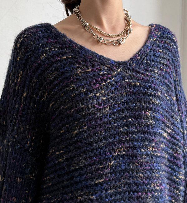  「MIXヤーンVネックプルオーバー」|ニット・セーター|