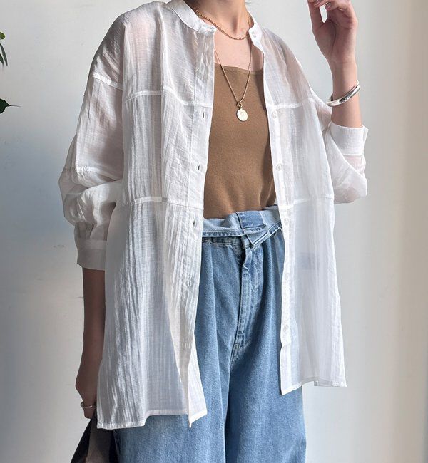  「【WEB限定】切替シアーブラウス」|シャツ・ブラウス|