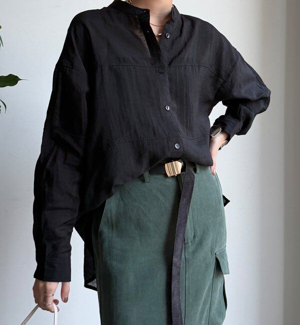  「【WEB限定】切替シアーブラウス」|シャツ・ブラウス|ブラック