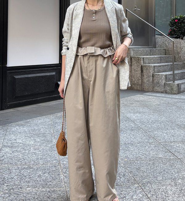  「ウエスト折り返しギャザーパンツ」|チノ|