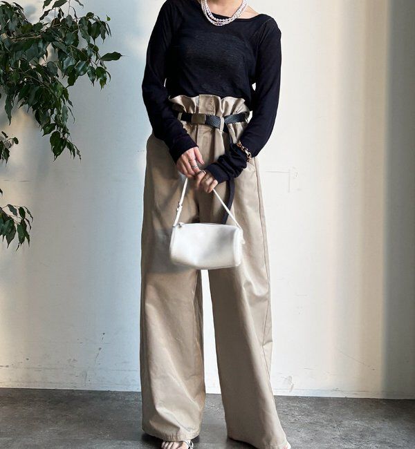  「ウエスト折り返しギャザーパンツ」|チノ|