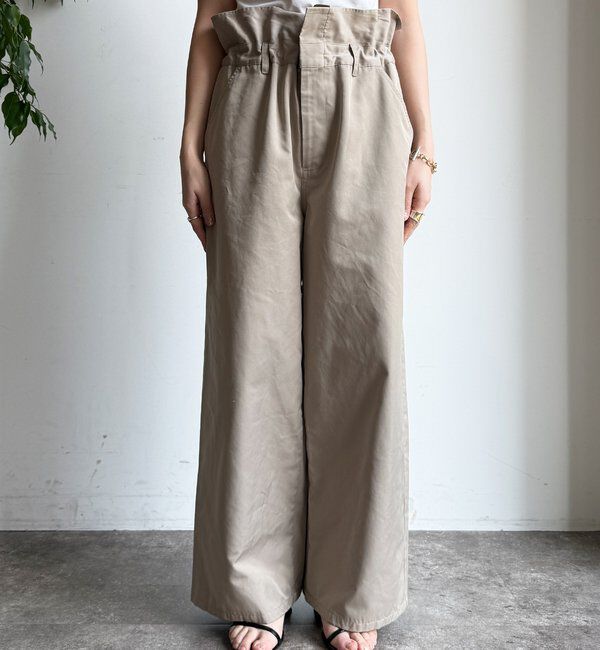  「ウエスト折り返しギャザーパンツ」|チノ|