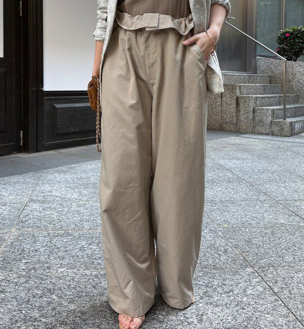  「ウエスト折り返しギャザーパンツ」|チノ|