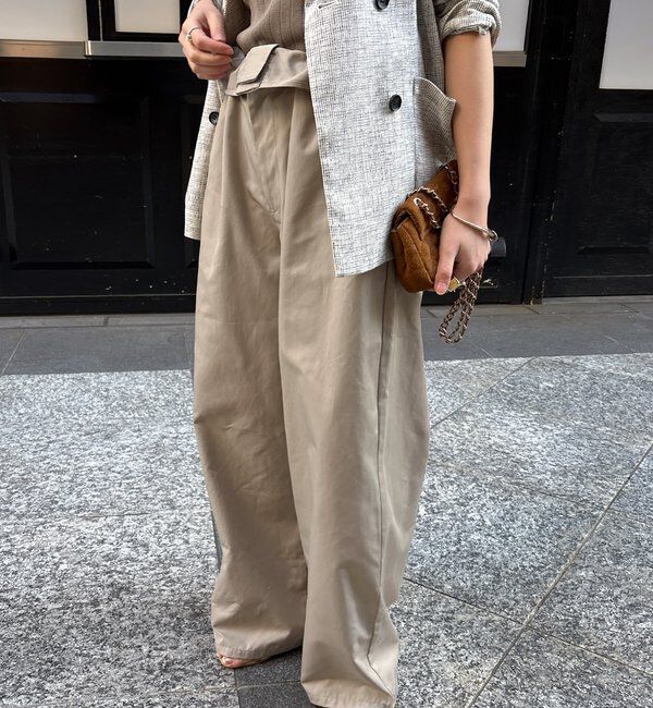  「ウエスト折り返しギャザーパンツ」|チノ|