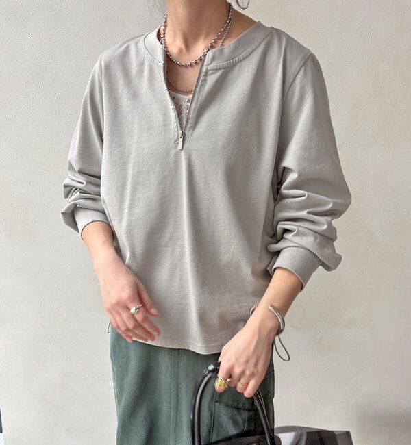  「【WEB限定】サイドドロストハーフジッププルオーバー」|Tシャツ・カットソー|
