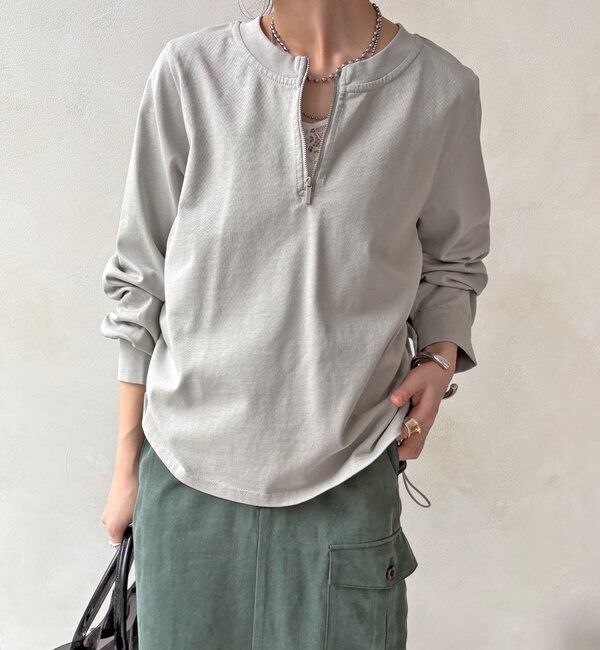  「【WEB限定】サイドドロストハーフジッププルオーバー」|Tシャツ・カットソー|