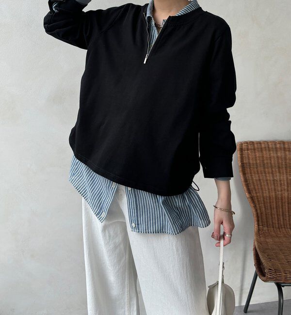  「【WEB限定】サイドドロストハーフジッププルオーバー」|Tシャツ・カットソー|