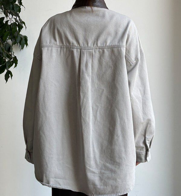  「フェイクレザー衿シャツジャケット」|ブルゾン・スタジャン|