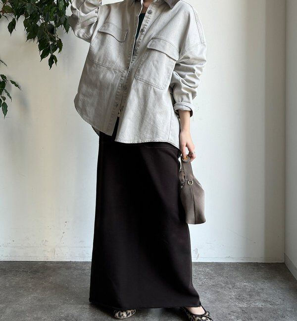  「フェイクレザー衿シャツジャケット」|ブルゾン・スタジャン|