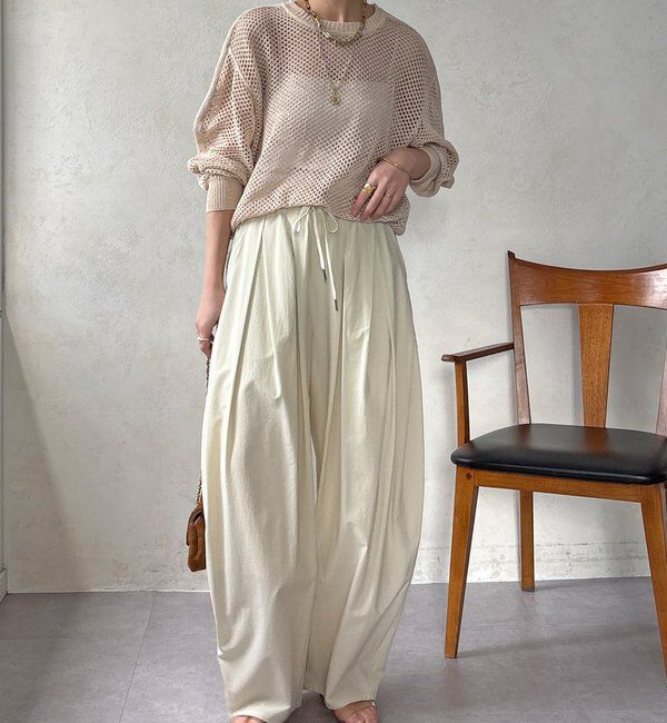  「【WEB限定】メッシュ編みワイドプルオーバー」|ニット・セーター|