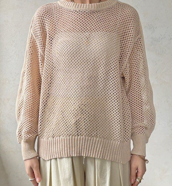  「【WEB限定】メッシュ編みワイドプルオーバー」|ニット・セーター|