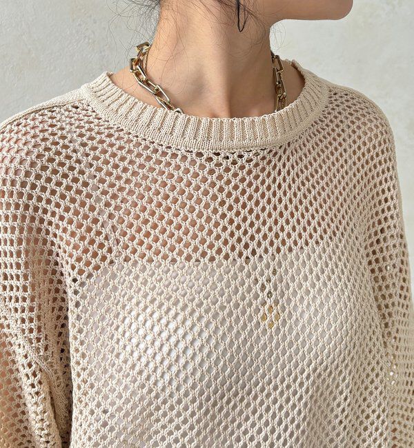  「【WEB限定】メッシュ編みワイドプルオーバー」|ニット・セーター|