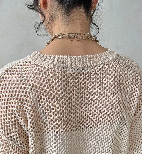  「【WEB限定】メッシュ編みワイドプルオーバー」|ニット・セーター|