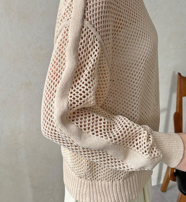  「【WEB限定】メッシュ編みワイドプルオーバー」|ニット・セーター|