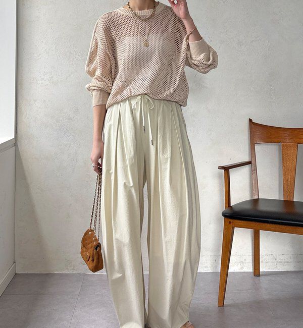  「【WEB限定】メッシュ編みワイドプルオーバー」|ニット・セーター|