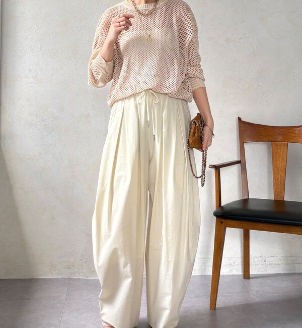  「【WEB限定】メッシュ編みワイドプルオーバー」|ニット・セーター|