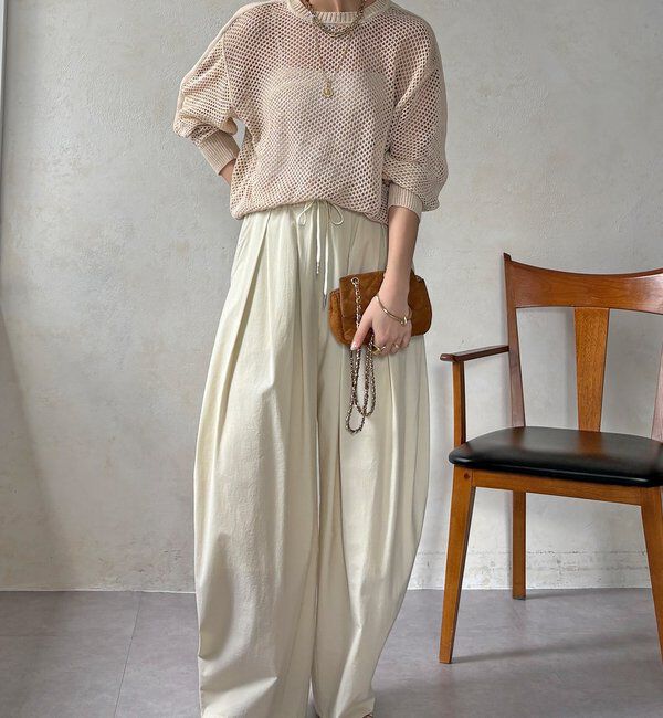  「【WEB限定】メッシュ編みワイドプルオーバー」|ニット・セーター|