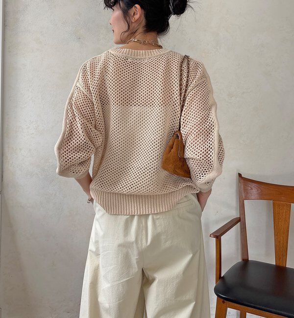  「【WEB限定】メッシュ編みワイドプルオーバー」|ニット・セーター|