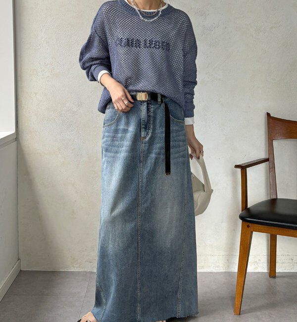  「【WEB限定】メッシュ編みワイドプルオーバー」|ニット・セーター|