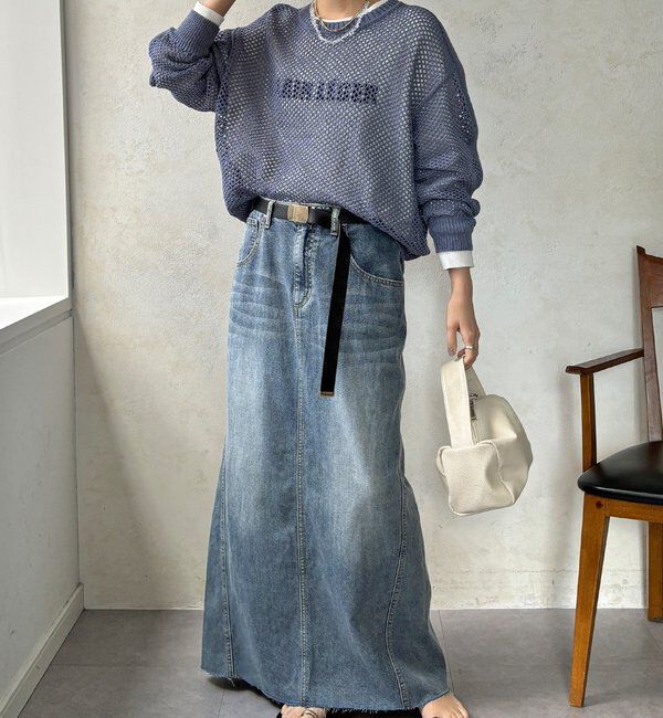  「【WEB限定】メッシュ編みワイドプルオーバー」|ニット・セーター|