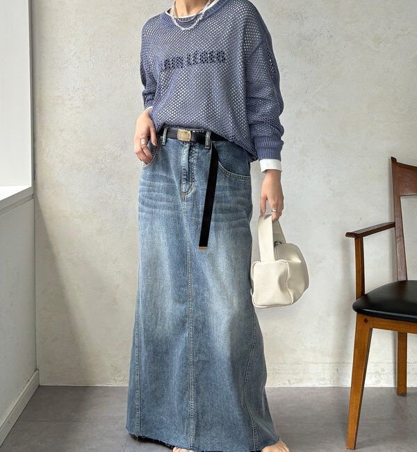  「【WEB限定】メッシュ編みワイドプルオーバー」|ニット・セーター|