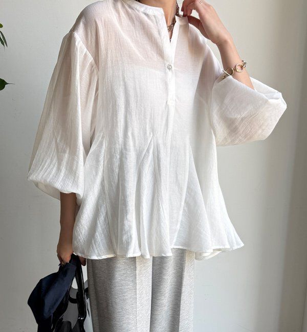  「【WEB限定】切替ギャザーブラウス」|シャツ・ブラウス|