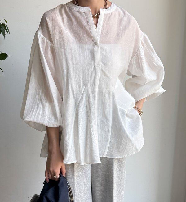  「【WEB限定】切替ギャザーブラウス」|シャツ・ブラウス|