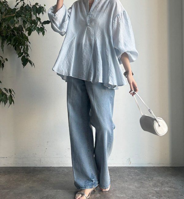  「【WEB限定】切替ギャザーブラウス」|シャツ・ブラウス|