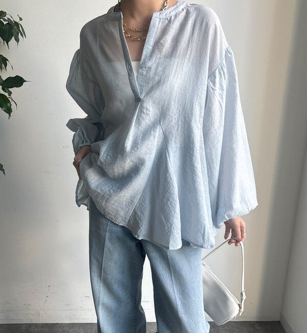  「【WEB限定】切替ギャザーブラウス」|シャツ・ブラウス|