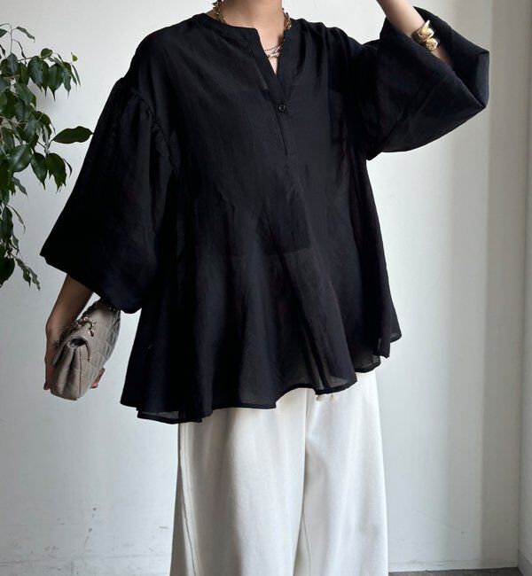  「【WEB限定】切替ギャザーブラウス」|シャツ・ブラウス|