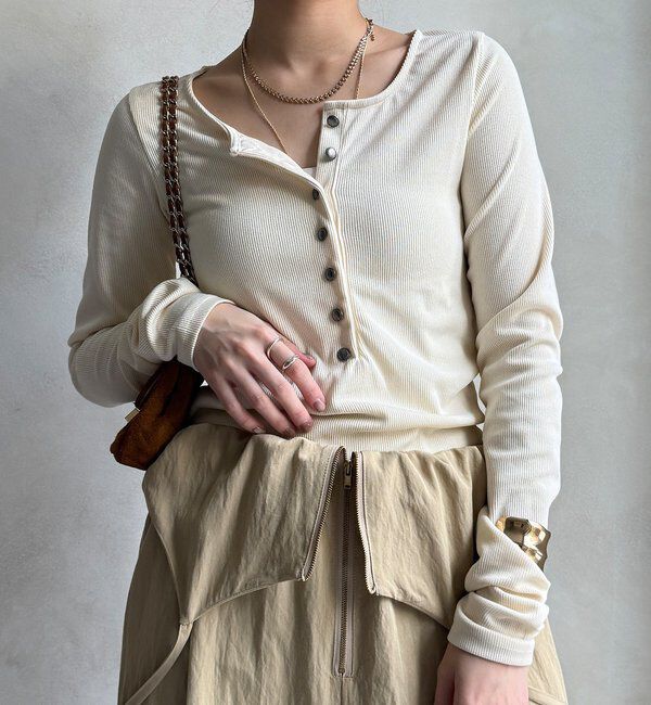  「【WEB限定】ヘンリーネックリブニット」|ニット・セーター|オフホワイト