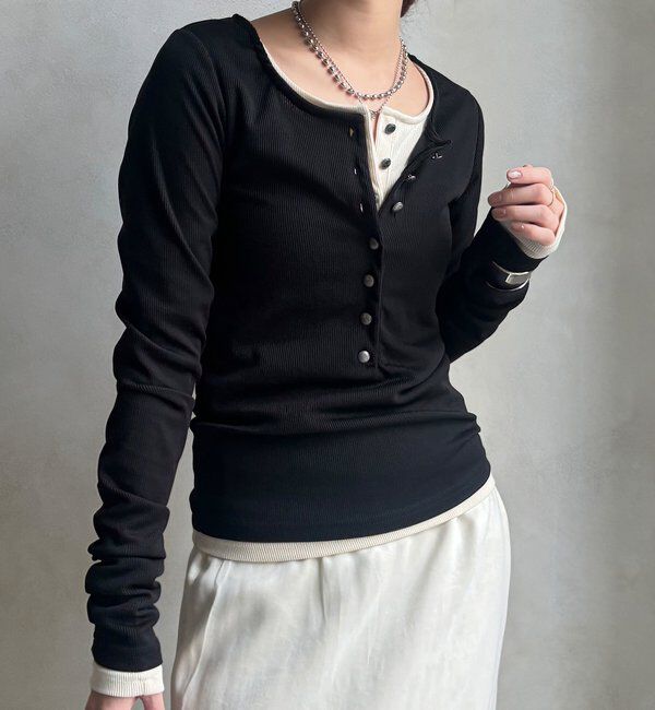  「【WEB限定】ヘンリーネックリブニット」|ニット・セーター|ブラック