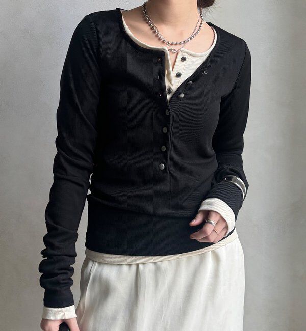  「【WEB限定】ヘンリーネックリブニット」|ニット・セーター|