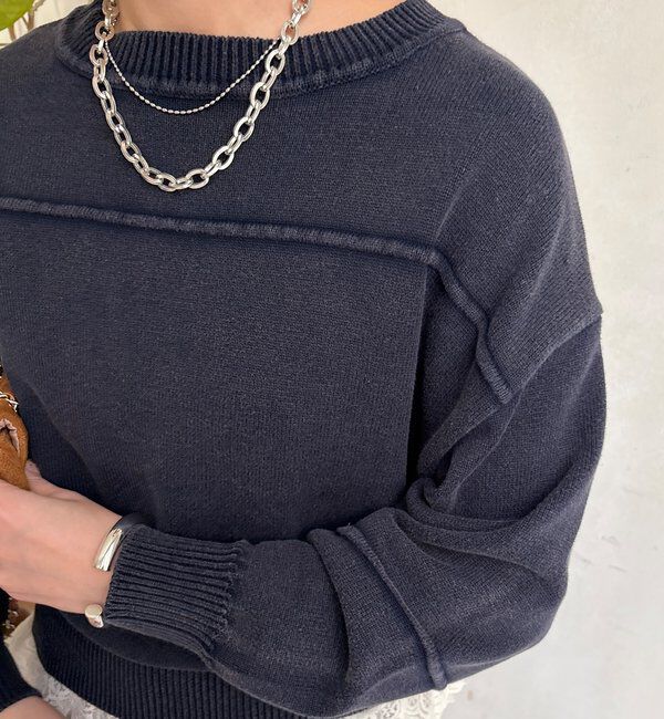  「ピグメント加工スウェットライクニット」|ニット・セーター|